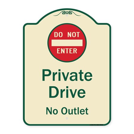 Signmission Designer Series-Private Drive No Outlet With Do Not Enter Symbol, 24" H, TG-1824-9931 A-DES-TG-1824-9931